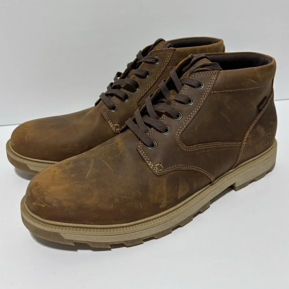 Rockport Men’s Seamus Brown Leather Waterproof Boots, Size 11.5 M